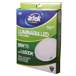 PLAFON LED ARTEK EMBUTIR REDONDO 18W 127V-220V 6500K